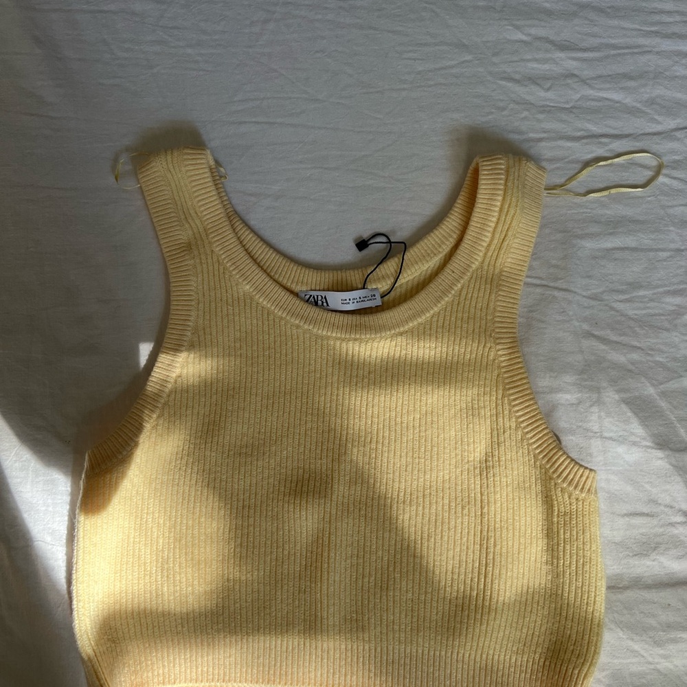 Zara Cream Ribbed Knit Top